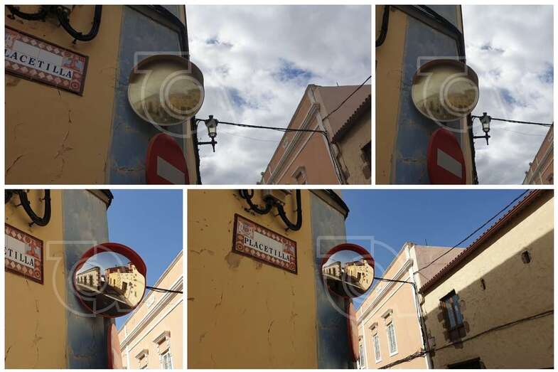 El Ayuntamiento sustituyó a los pocos días el antiguo y estropeado espejo por uno nuevo, tras la denuncia vecinal (Foto TA)